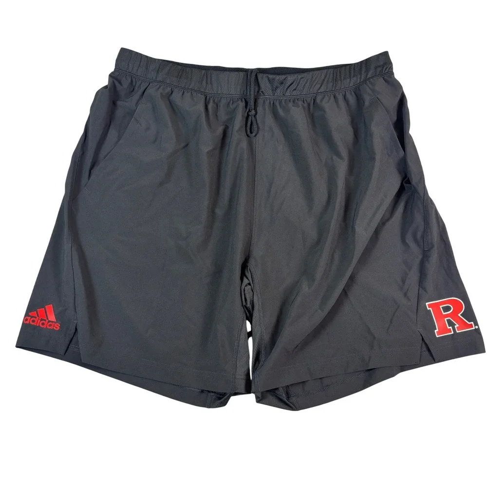 Adidas Rutgers Scarlet Knights Mens Black Athletic Training Shorts Size‎ 2XL New